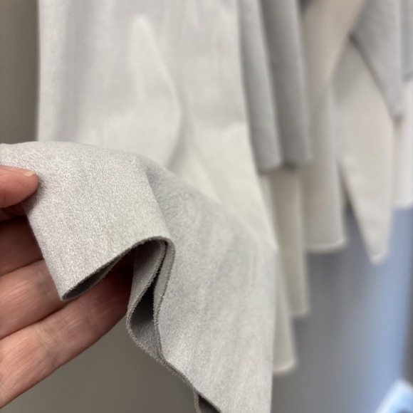 Chico's Faux Suede Open Front Light Gray Jacket Size 8/10 Medium Chico's Size 1 - Picture 6 of 15